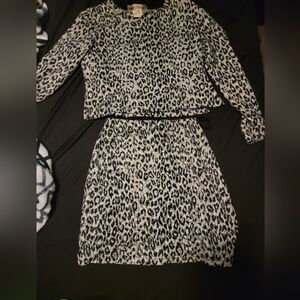 All that Jazz Black and White Leopard Long Sleeve Dress